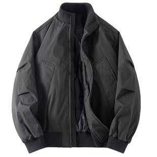 高级感90白鸭绒短款立领羽绒服男冬季轻薄飞行员工装夹克外套男潮