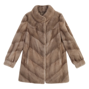 YINER音儿专选2025春季新款中长款水貂毛皮母貂立领真皮皮草