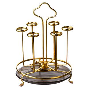 旋转收纳架倒挂架家用厨房沥水置物架玻璃水杯套装创意茶杯架托盘