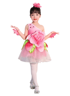 女童可爱公主蓬蓬裙桃花朵朵开