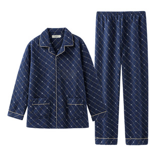 冬季男士睡衣红色纯棉夹棉秋季男款加厚本命年男加大码家居服套装