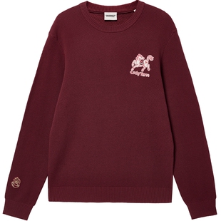 【刺绣肌理感】杰克琼斯男装红色毛衣刺绣肌理本命年针织衫礼物