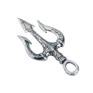 YUKI男士925纯银项链子简约复古中性三叉戟银吊坠欧美女生送男神