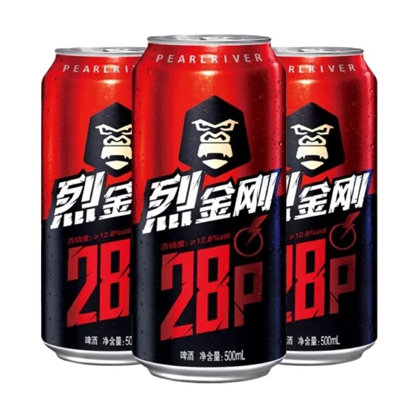 珠江28度珠江烈金刚啤酒500mL*3罐
