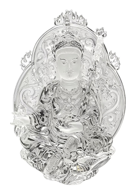 天然白水晶莲花生大士佛像摆件