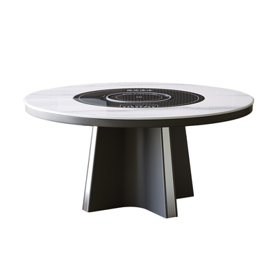 多功能带暖菜电磁炉转盘智能餐桌