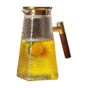 格娜斯轻奢玻璃冷水壶大容量开水瓶凉水壶耐高温透明茶壶