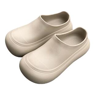 雨天室外防滑防水休闲包头半拖鞋四季通用百搭纯色时尚大头雨鞋女