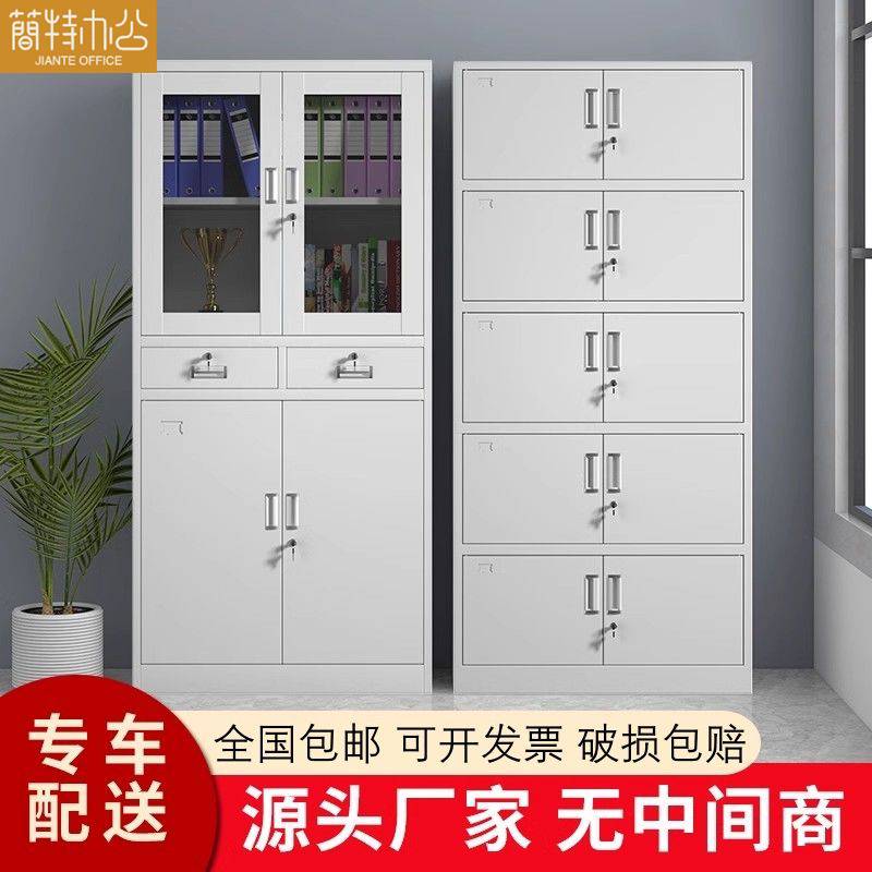 铁皮柜办公室文件柜铁皮柜子档案柜资料柜财务凭证带锁储物书柜子