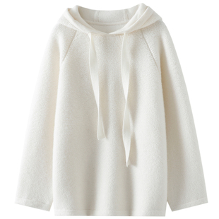 谁穿不心动！重磅加厚圈圈针100%纯山羊绒帽衫女连帽毛衣宽松新款