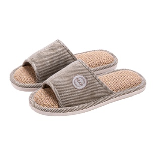 利达妮亚麻拖鞋男士夏季新款家居室内木地板吸汗家用棉麻布拖鞋女