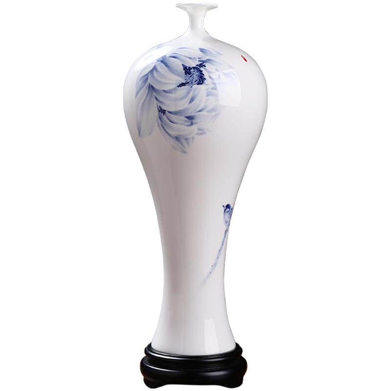 陶瓷大师手绘荷语花瓶装饰品摆件