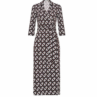 DVF2025新款交织锁链真丝连衣裙