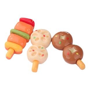 卡通模型烧烤串串食玩微缩摆件玩具迷你可爱奶油胶配件头饰发卡夹