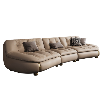 2025新款高端大气现代轻奢帆船真头层牛皮弧形软沙发横客厅不靠墙