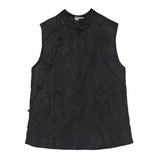 艾绘馆新中式提花织锦马甲女春秋季短款外搭马夹背心复古宽松外套