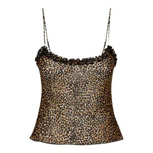 RealisationPar 吊带微透豹纹真丝斜裁背心上衣25年新 The Evie