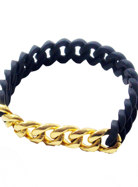 欧美风潮男硅胶运动时尚黑色手链