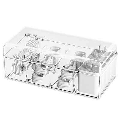 数据线收纳盒手机电源充电线整理神器分格多功能桌面理线器集线盒