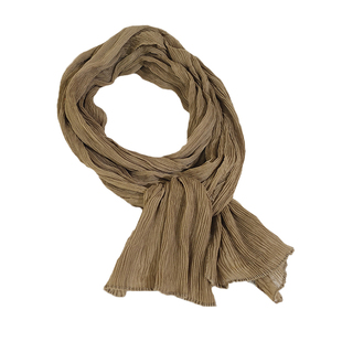 细窄长条棉麻围巾女秋薄款褶皱纯色百搭文艺空调装饰护颈纱巾丝巾