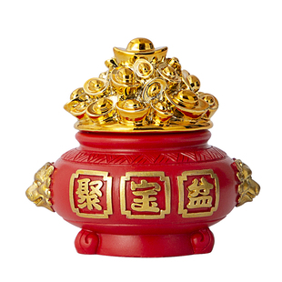 聚宝盆招财聚财金元宝摆件家居办公室桌面工位玄学改造吉祥物装饰