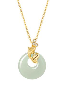 和田玉平安扣项链女礼物送女友