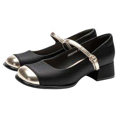 大东玛丽珍鞋女鞋2026春季新款优雅粗跟中跟一字扣方头C0140