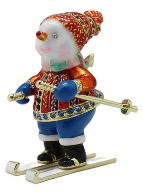 珐琅彩合金雪橇雪人摆件桌面装饰品家居客厅节日摆件创意礼品