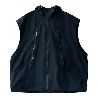 拉链设计帅气工装风连帽马夹