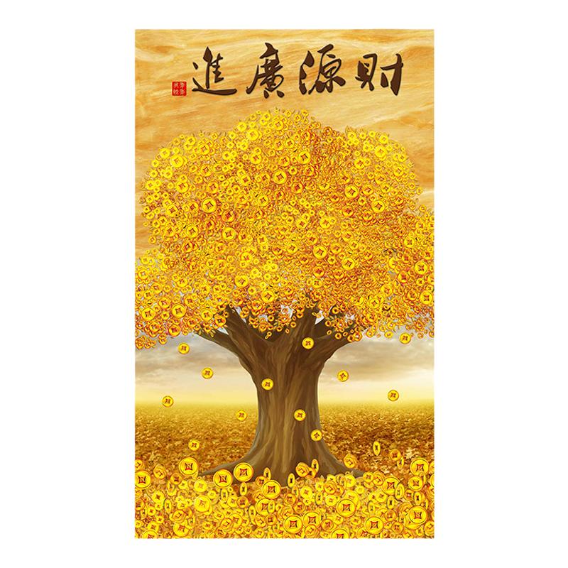 黄金满地风水吉祥发财树踩脚垫