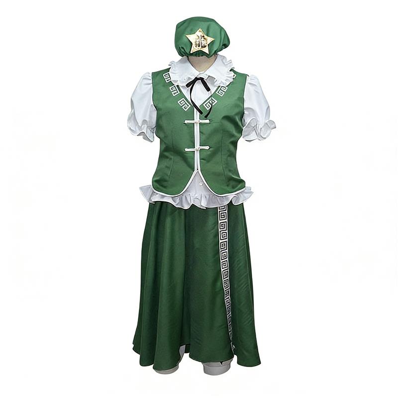 东方Project 东方红魔乡 红美铃 绿裙 可换颜色 Cos服 cosplay