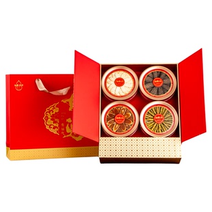 新款燕窝包装盒石斛西洋参礼品盒四圆滋补品干货礼盒四拼参茸空盒