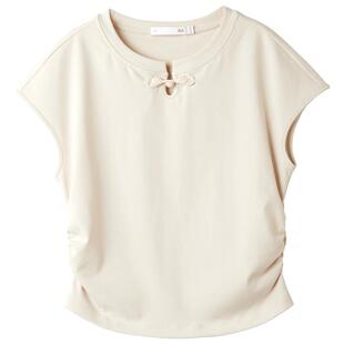 HLA/海澜之家优雅短袖T恤2025夏季新款新中式盘扣小飞袖短袖女装