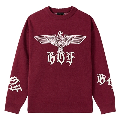 【冬日恋歌】BOYLONDON情侣混纺宽松慵懒红色针织毛衣N60003