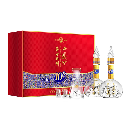 西凤酒礼盒 52度华山论剑10年 高度白酒过节送礼 凤香型500ml*2瓶