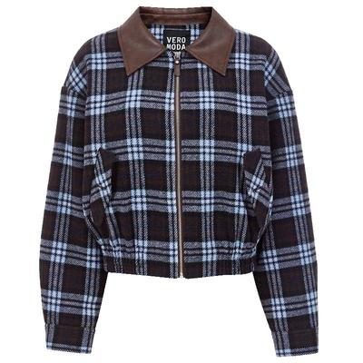 VeroModaMIU系格子毛呢大衣