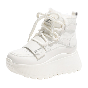 厚底增高雪地棉靴女冬季加绒加厚2025新款百搭运动休闲老爹小白鞋