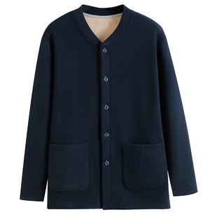 中老年男加绒加厚保暖内衣老人冬保暖上衣开衫爸爸厚德绒家居打底