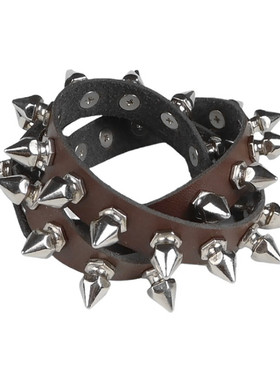 塑料宝塔形铆钉黑色柔软朋克手链