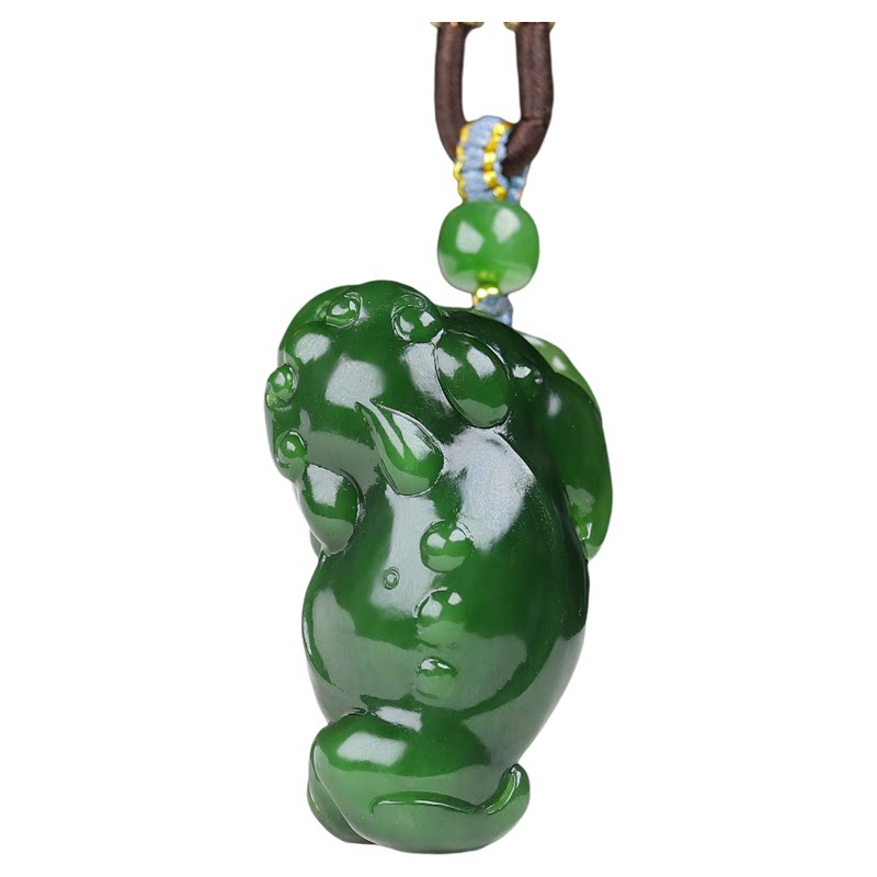 (古晨珠宝)俄罗斯和田玉碧玉金蟾挂件苏工吊坠玉坠财源滚滚38g
