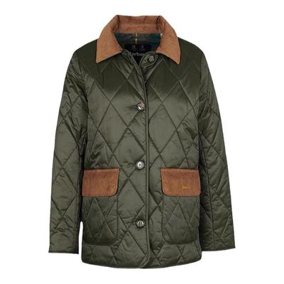 英国barbourbragar拼色菱格棉服