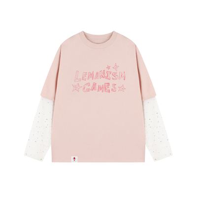 lemanism假两件美式字母印花长袖T恤女款2026夏季新款防晒罩衫女
