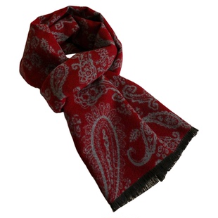 老人围巾爷爷冬季中老年男加厚腰果花仿羊绒中年爸爸中老年人围脖