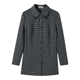 声雨竹官方旗舰店2025新款中长款衬衫女翻领POLO长袖气质通勤上衣