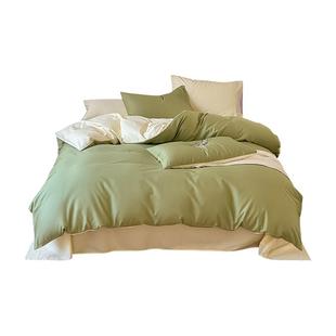 【自营】普利顿100s全棉四件套小清新撞色被套床单纯棉床上用品4