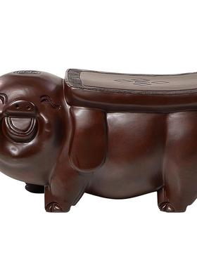 刺史黑檀木十二生肖猪摆件