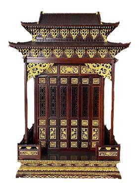 实木佛龛供台家用财神观音关公供柜神龛香樟木重檐屋顶挂式佛龛