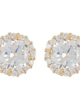 自营Adornia Swarovski 水晶光环耳环14k黄金.925纯银 美国奥莱直