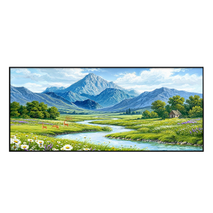 山水画客厅挂画高档大气沙发背景墙装饰画青山绿水办公室风景壁画