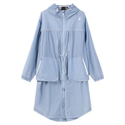 蜘蛛春夏女弹力长款连帽轻薄夹克